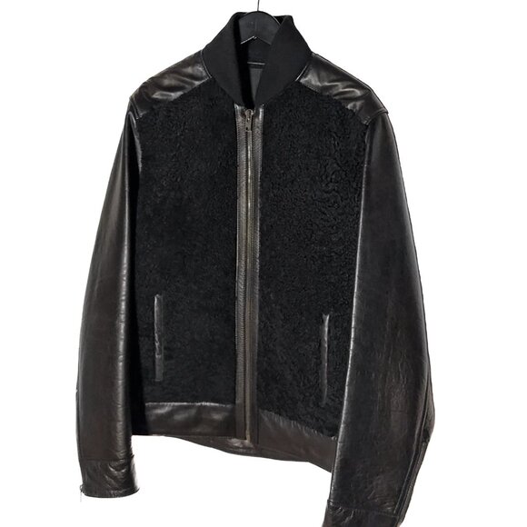 Givenchy Brown Lambskin Black Shearling Leather Jacket - Picture 2 of 10